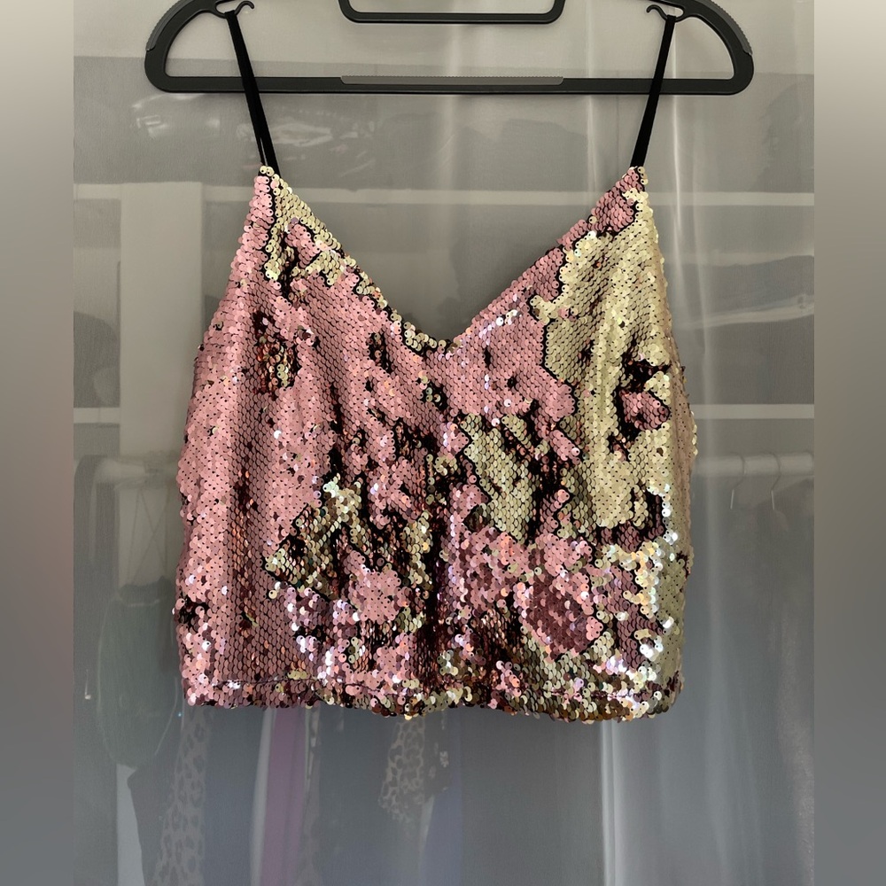 TOPSHOP Sequin Crop Top